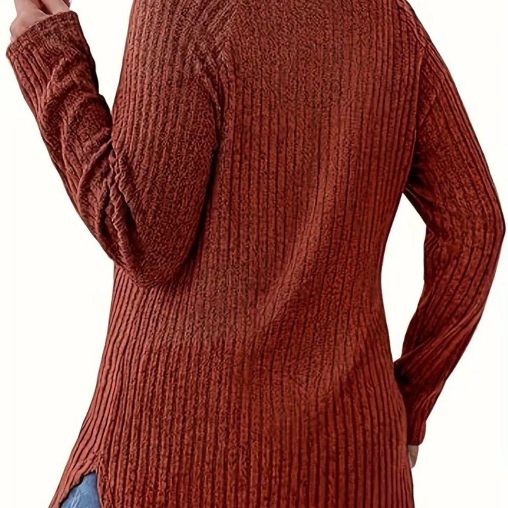 Rust Ribbed Knit Sweater - Picture 2 of 2